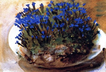  blau Kunst - Blau Enzianen John Singer Sargent impressionistische Blumen